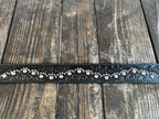 Ladies Black Tooled Leather Overlay Crystal & Stud Belt