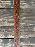 Ladies Tooled Leather BElt with Etched Square Buckle - C50189 - Blair's Western Wear Marble Falls, TX