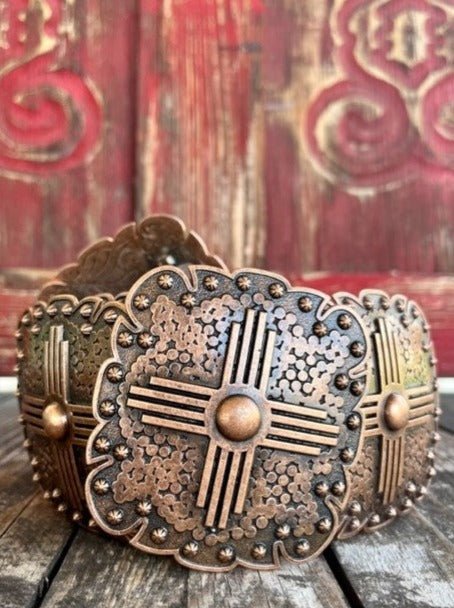 Ladies Oversized Concho Belt in Copper - DA3668 - BLAIR'S WESTERN WEAR MARBLE FALLS, TX 