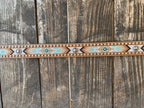 Ladies Embroidered Aztec & Silver Stud Edge Belt