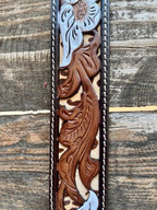 Ladies Tooled Leather Belt in White/Brown - N320002402 - BLAIR'S WESTERN WEAR MARBLE FALLS, TX