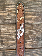 Ladies Tooled Leather Belt in White/Brown - N320002402 - BLAIR'S WESTERN WEAR MARBLE FALLS, TX