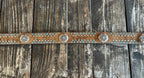Ladies Hair-On-Hide Belt with Turquoise Crystal Studs & Concho