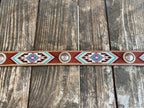 Ladies Smooth Leather Belt with Metal Conchos and Embroidered Aztec Design - N320002944 - Blair's Western Wear Marble Falls, TX