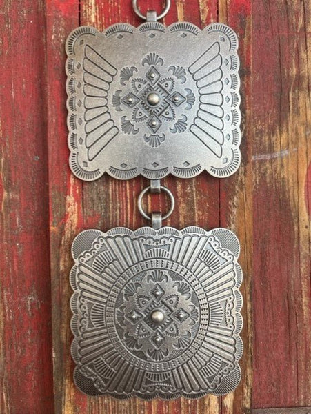 Ladies Oversized Square Aztec Concho Belt