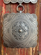 Ladies Oversized Square Aztec Concho Belt