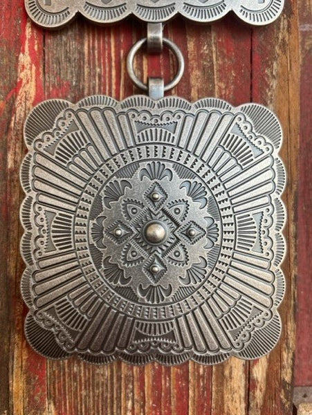 Ladies Oversized Square Aztec Concho Belt