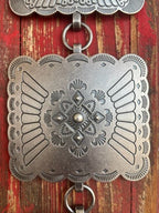 Ladies Oversized Square Aztec Concho Belt