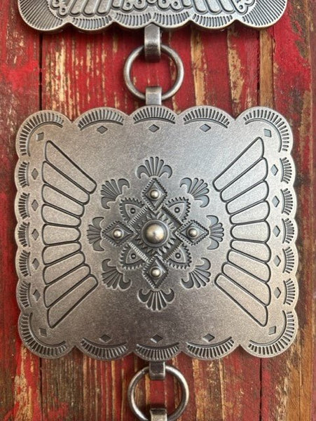 Ladies Oversized Square Aztec Concho Belt