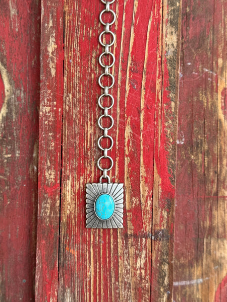 Ladies Turquoise Stone Square Concho Belt