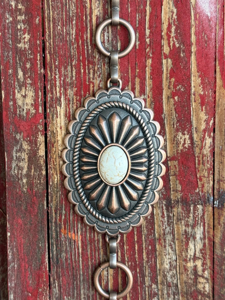 Ladies White Stone Oval Concho Belt