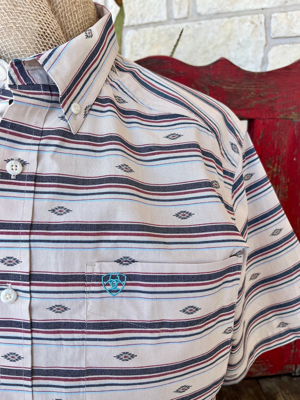 Men's Ariat Aztec-Inspired Print Short Sleeve Shirt