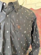 Men's Ariat Black & Brick Aztec-Inspired Snap Western Shirt