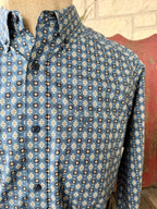 Men's Ariat Blue & Tan Aztec-Inspired Long Sleeve Shirt