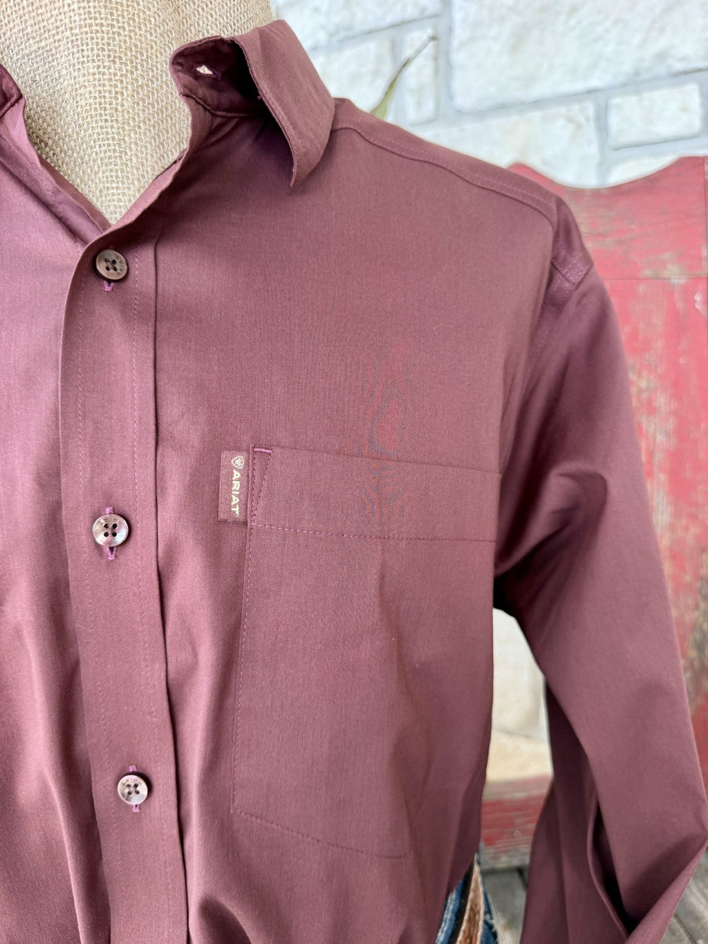 Men's Ariat Chocolate Solid Long Sleeve Shirt