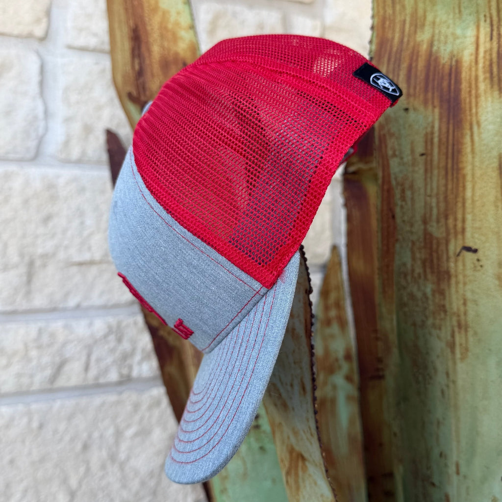 Men's Ariat Gray with Red Logo Cap