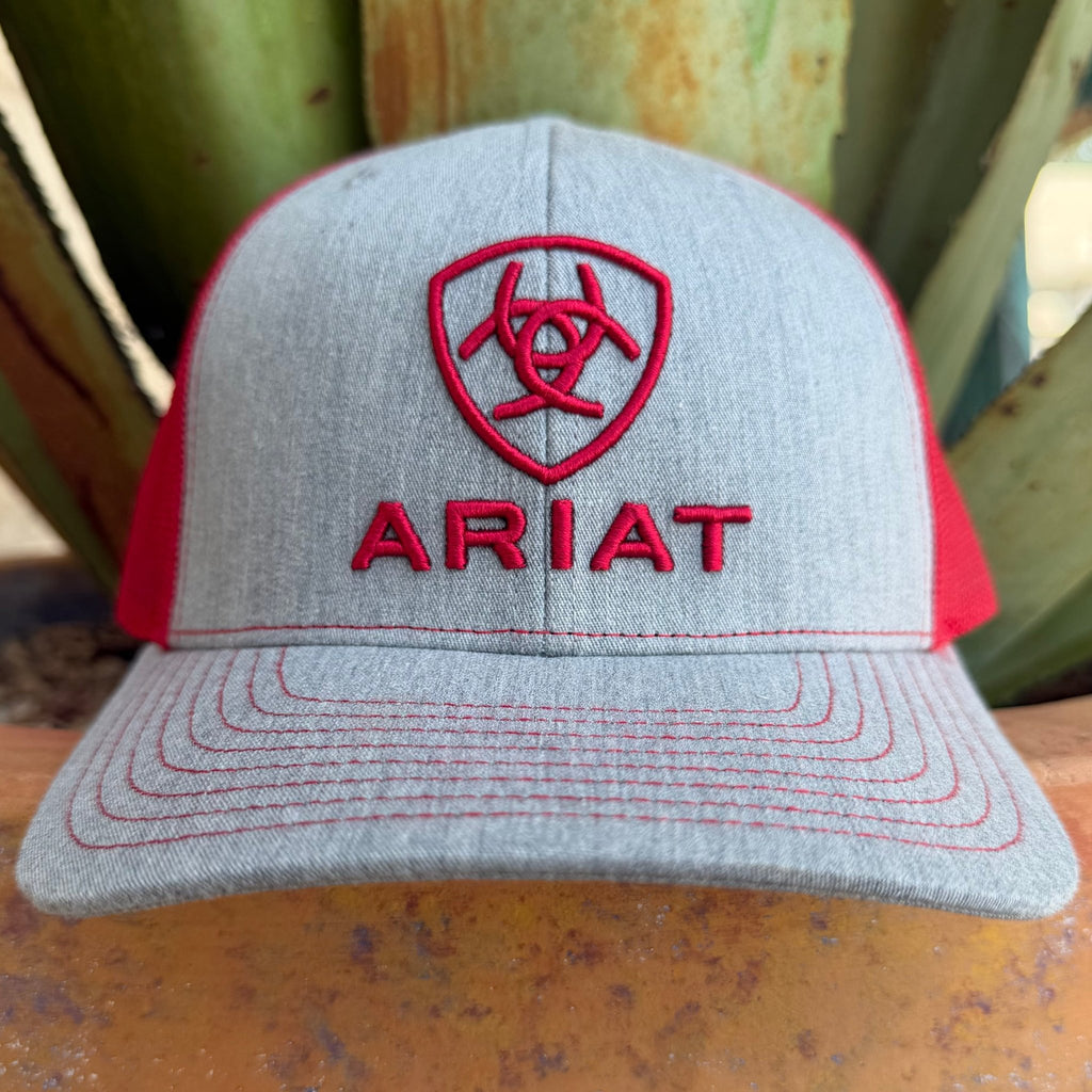 Men's Ariat Gray with Red Logo Cap