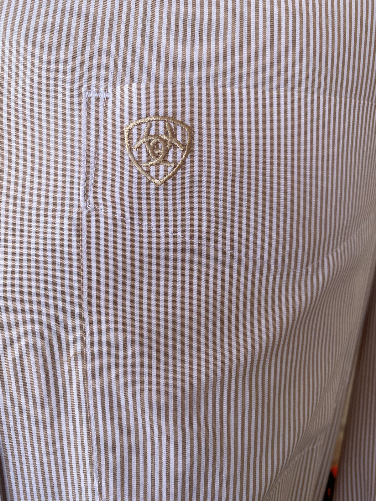 Men's Ariat Tan/White Striped Long Sleeve - 10052377 - BLAIR'S Western Wear 