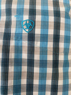 Men's Ariat Blue/Teal/Off-White Fitted Long Sleeve Button Down (10052380) - BLAIR'S Western Wear located in Marble Falls TX  