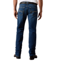 Men's dark blue relaxed bootcut jeans with contrasting back-pocket embroidery, faded seat and full-length legs — Blair's Western Wear Marble Falls TX