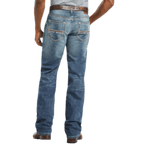 Men's relaxed fit bootcut jean in distressed 100% cotton denim with embroidered rear pockets and five-pocket styling — Blair's Western Wear Marble Falls TX