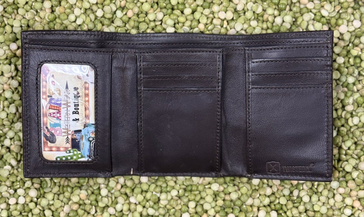 Men's Ariat Scroll Embroidered Shield Concho Trifold Wallet