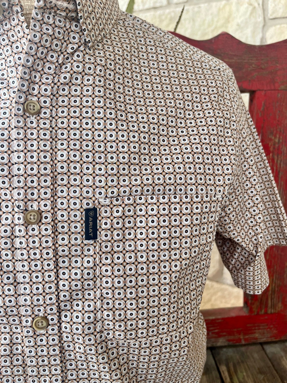 Men's Ariat Tan Slim Fit Short Sleeve Shirt
