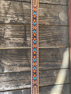 Men's Aztec Beaded Basket Weave Tooled Leather Belt