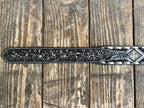 Men's Aztec Beaded Black Tooled Leather Belt