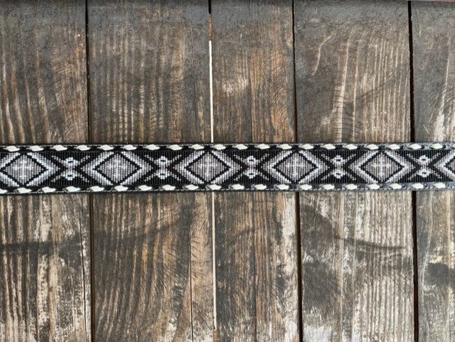 Men's Aztec Beaded Black Tooled Leather Belt