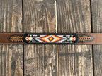Men's Aztec Beaded Braided Accent Leather Belt