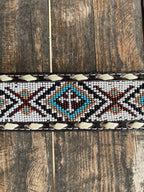 Men's Aztec Beaded Tooled Leather Belt
