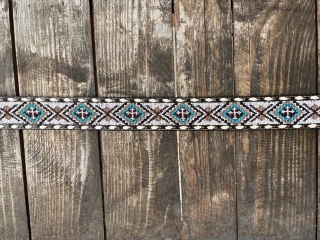 Men's Aztec Beaded Tooled Leather Belt