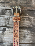 Men's Aztec Beaded Tooled Leather Belt