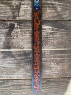Men's Aztec Beaded Two-Tone Tooled Leather Belt