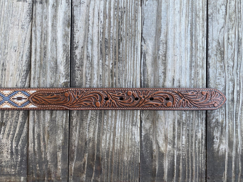 Men's Aztec Embroidered Dress Belt
