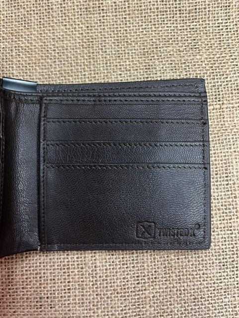Men's Aztec-Inspired Beaded Basketweave Tooled Bifold Wallet