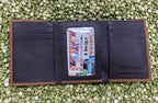 Men's Aztec-Inspired Diagonal Beaded Inset Trifold Wallet