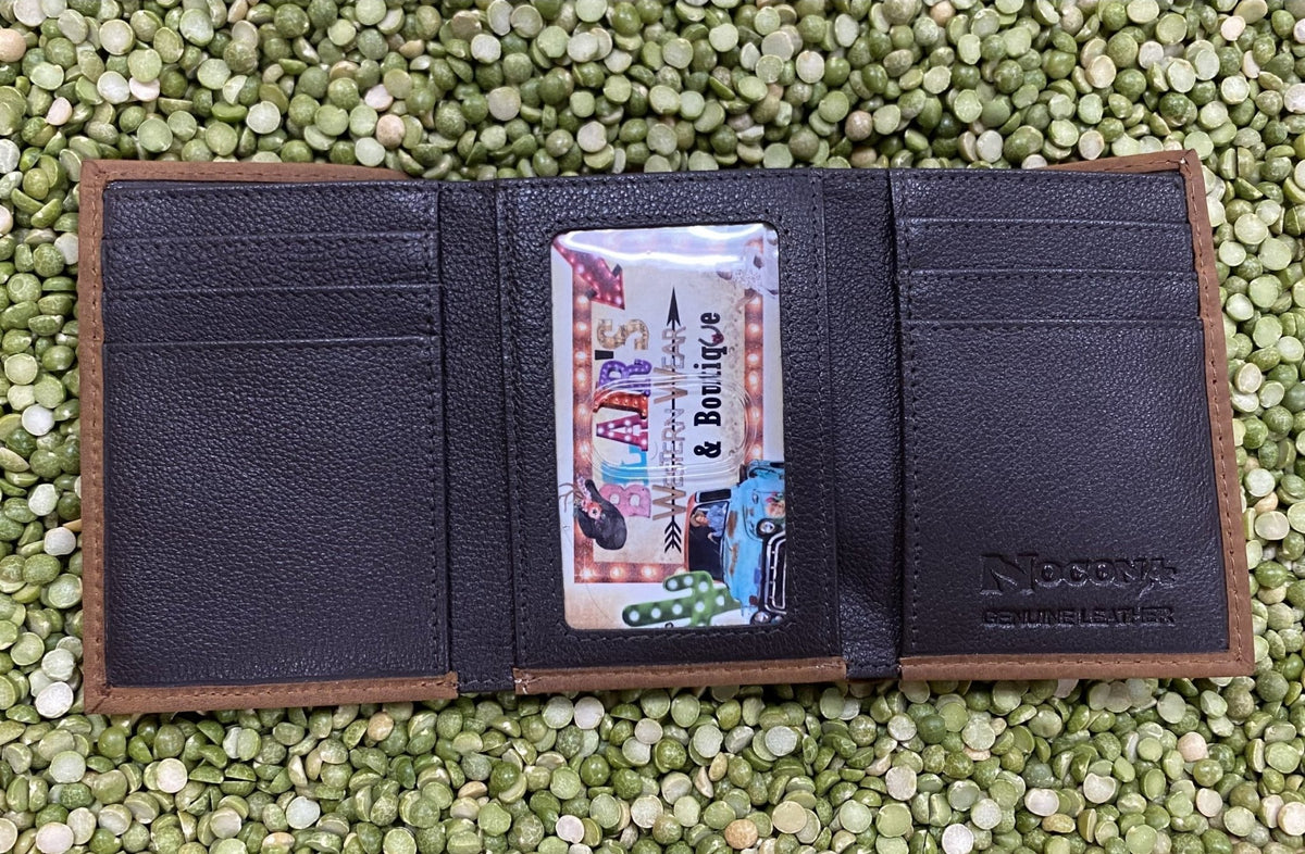 Men's Aztec-Inspired Diagonal Beaded Inset Trifold Wallet