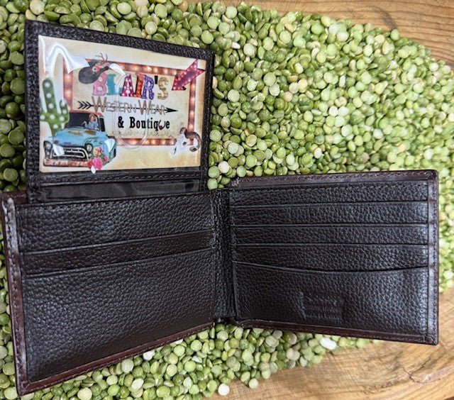 Men's Aztec-Inspired Embroidery Cross Tooled Leather Bifold Wallet