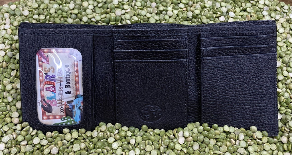 Men's Aztec-Inspired Serape Inset Basketweave Trifold Wallet