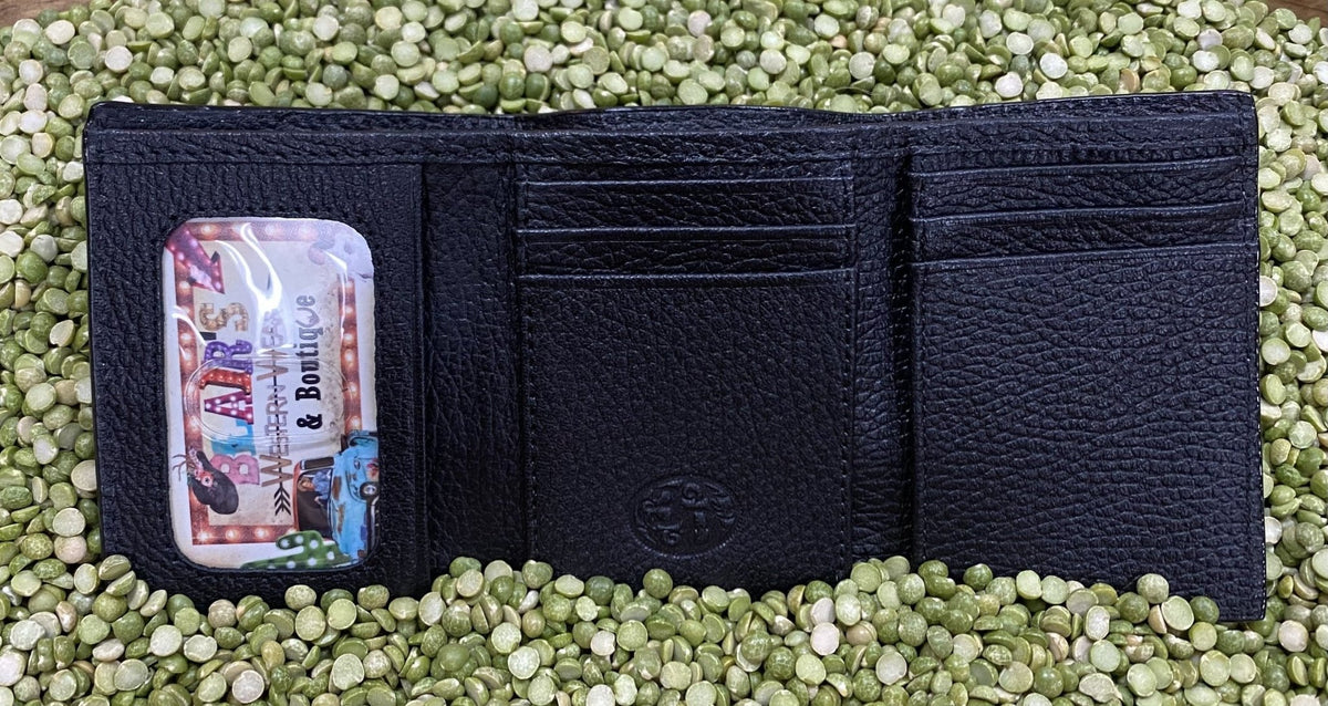 Men's Aztec-Inspired Serape Inset Basketweave Trifold Wallet