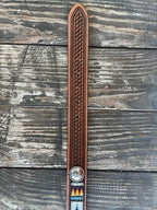 Men's Aztec Woven Concho Tooled Leather Belt