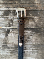 Men's Black and Brown leather Belt with Tan Aztec Pattern elt - N2475701 - BLAIR'S Western Wear located in Marble Falls TX