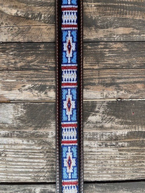 Men's Aztec Woven Tooled Leather Belt