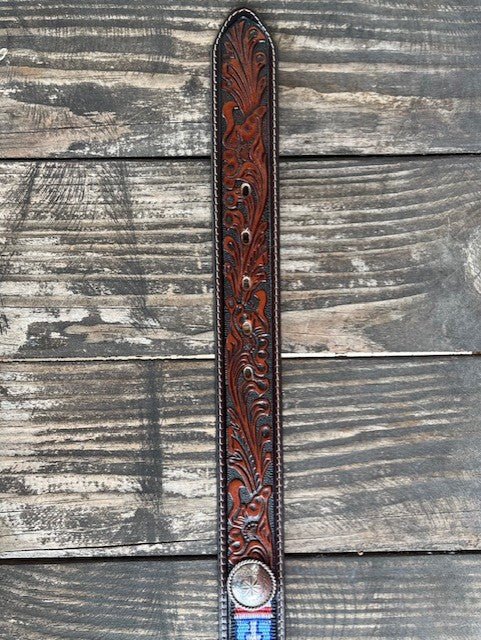 Men's Aztec Woven Tooled Leather Belt