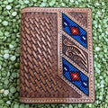 Men's Basket Weave Aztec-Inspired Beaded Trifold Wallet