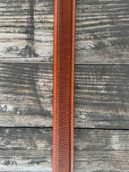 Men's Basket Weave Tooled Leather Belt With Smooth Leather Middle in Brown - 2278 - Blair's Western Wear Marble Falls, TX 