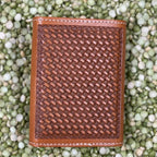 Men's Basketweave Praying Cowboy Concho Trifold Wallet