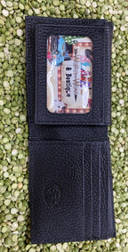 Men's Bifold Aztec-Inspired Serape Inset Basketweave Wallet